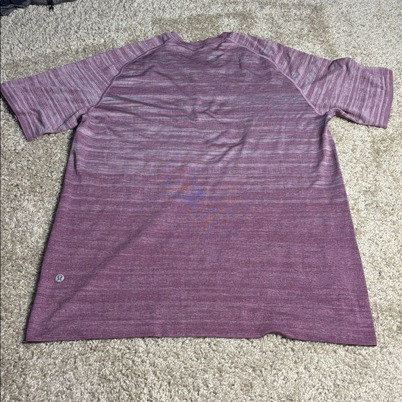 Lululemon Metal Vent Tech Short Sleeve Static Storm Stripe Plum/Dusty Rose - Picture 3 of 6